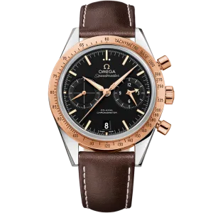 Omega Speedmaster Speedmaster '57 41.5 mm, steel - red gold on leather strap