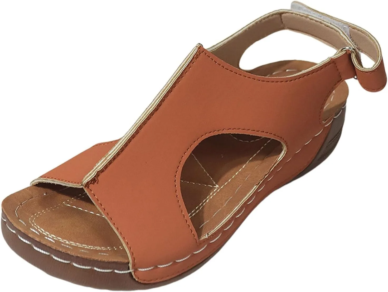 Orthopedic Sandals for Women Comfortable Summer Ankle Strap Open Toe Wedge Dressy Sandals Casual Dressy Open Back Sandal Platform Slip On Shoes with Arch Support for All Day Wear