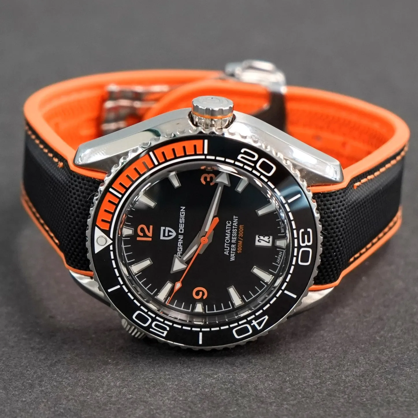 PAGANI DESIGN Automatic Diver Watch Ceramic Bezel ALL S.S. 100M Water Resistant - Brand New!