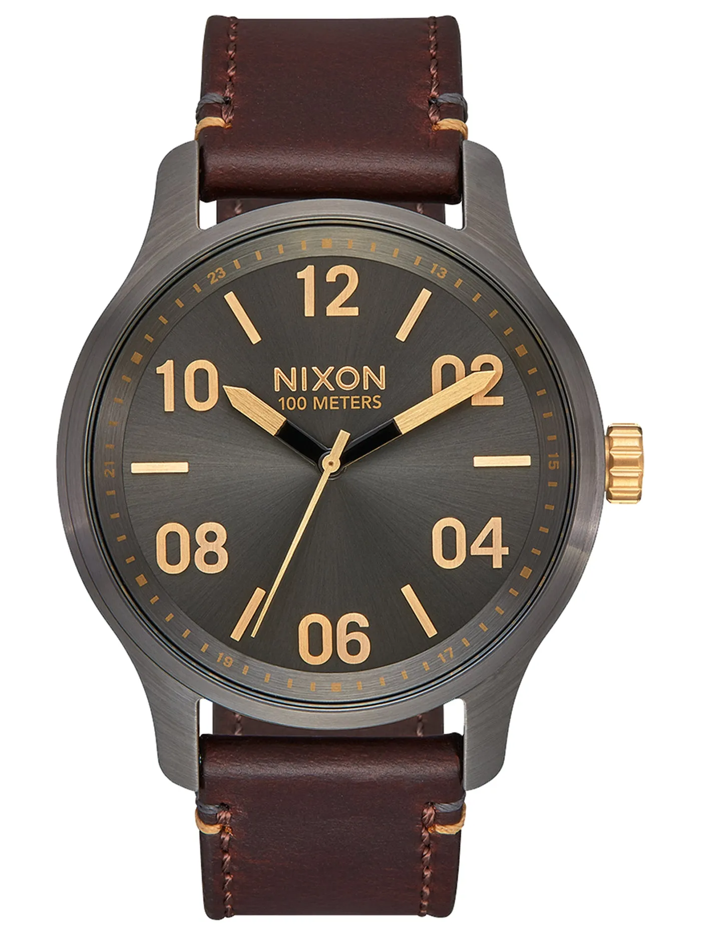 Patrol Leather Gunmetal/Gold Watch