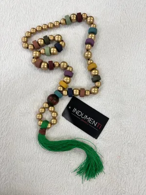 Plus gold with green tassel