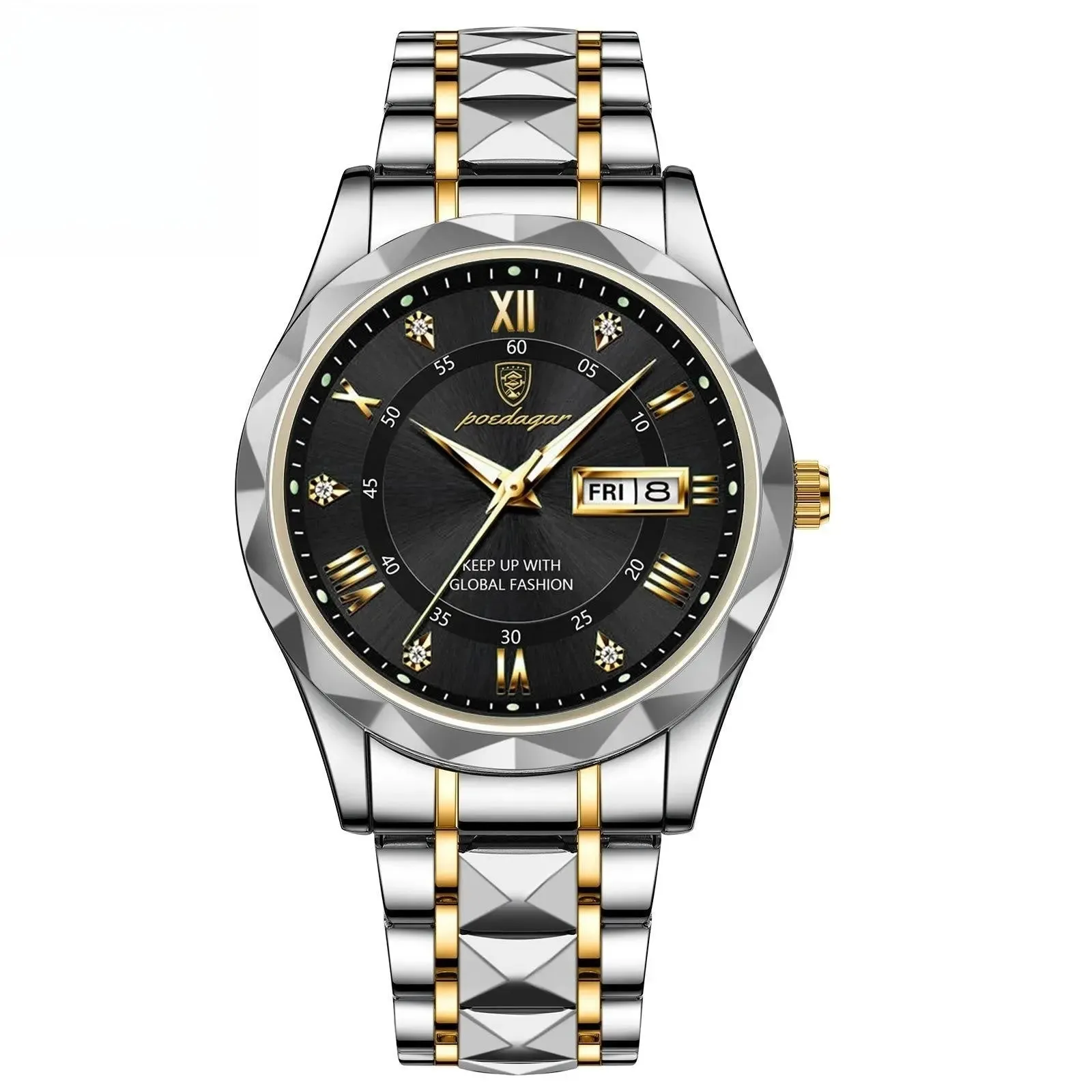 Poedagar Men's Waterproof Luminous Quartz Watch with Double Calendar