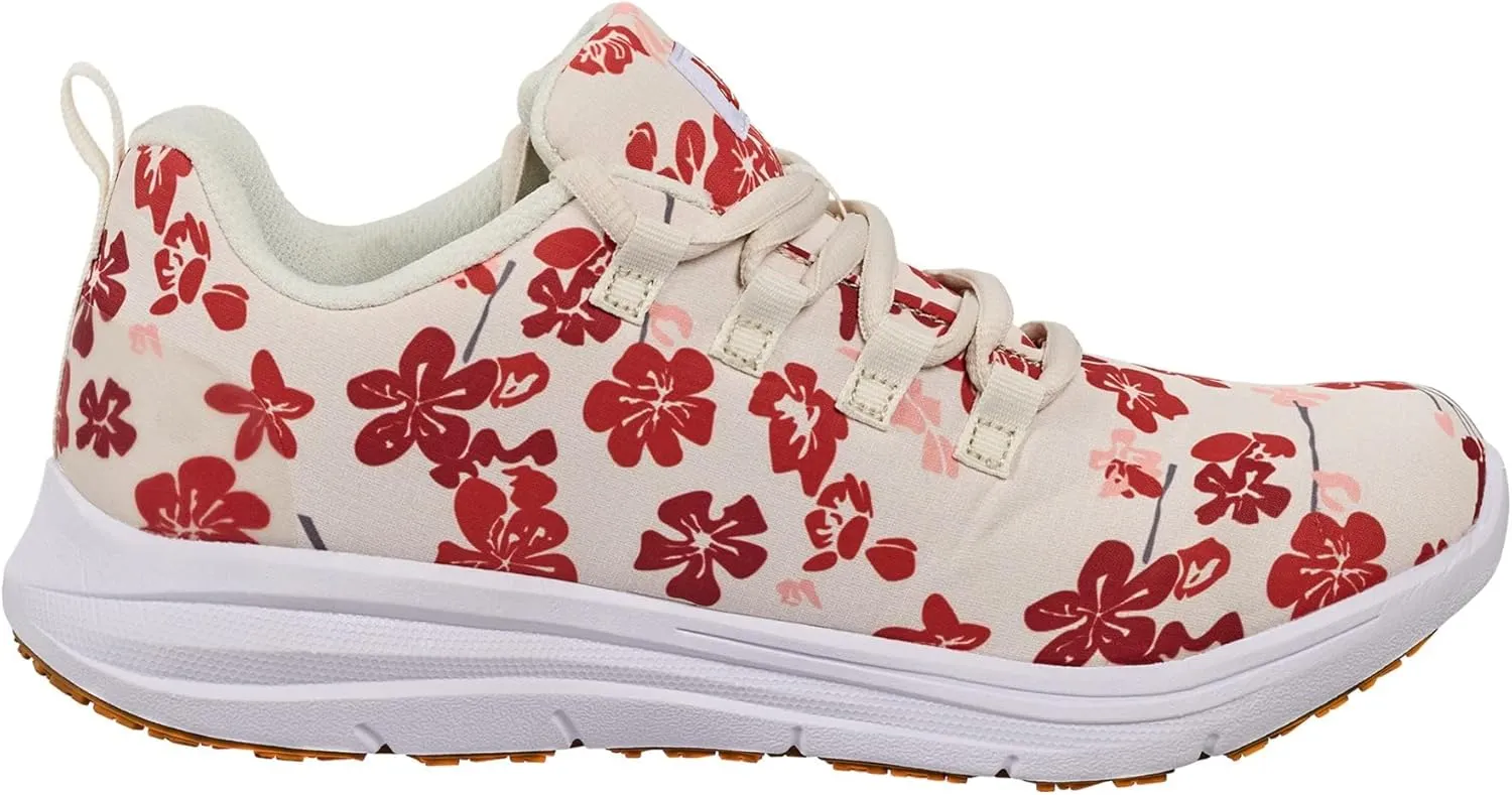 Pro-Grip Women's Athletic Floral Low Composite toe Safety Shoes for Women Work Sneakers Comfortable Lightweight Breathable Slip Resistant Metal Free