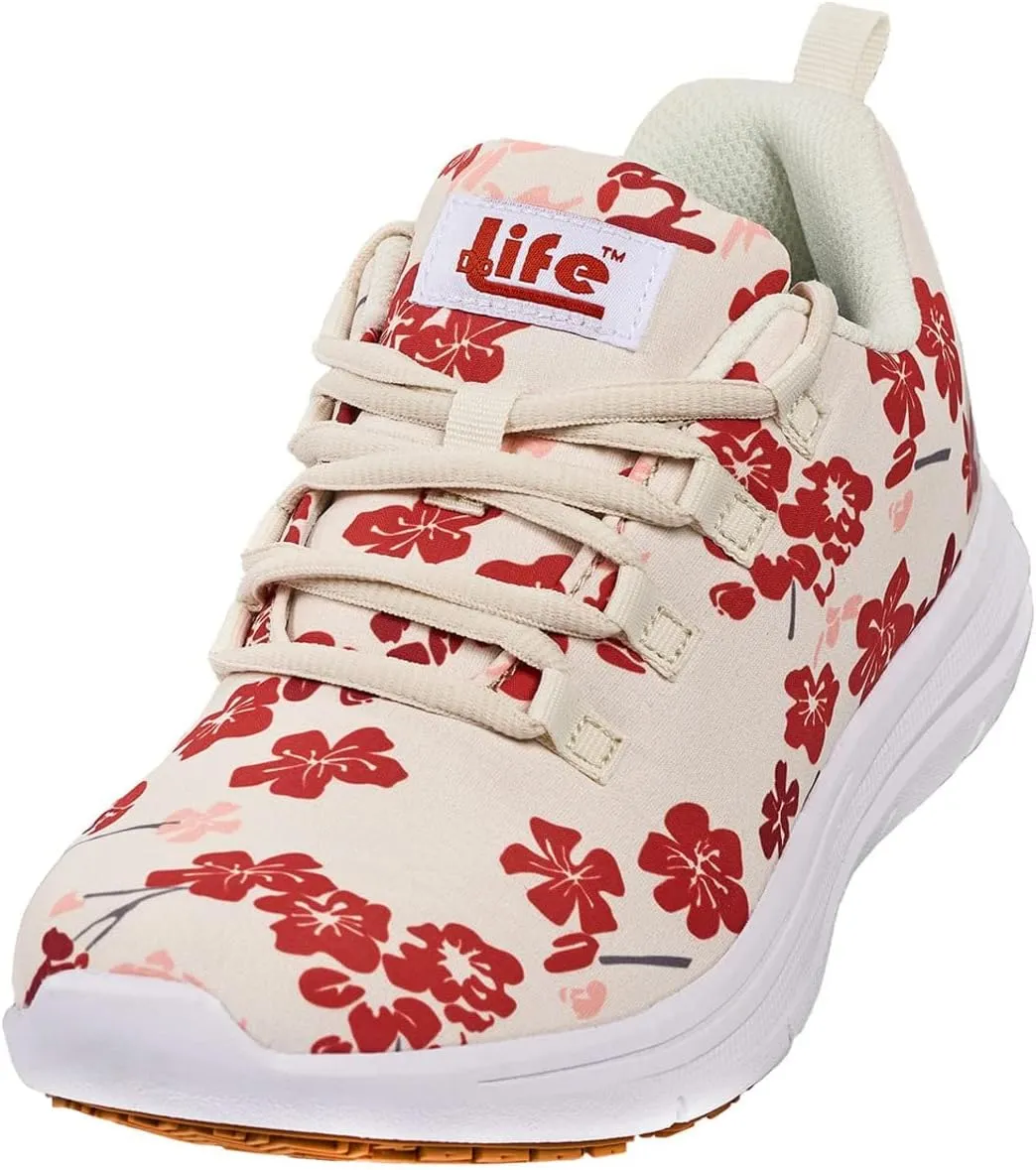 Pro-Grip Women's Athletic Floral Low Composite toe Safety Shoes for Women Work Sneakers Comfortable Lightweight Breathable Slip Resistant Metal Free