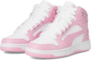 PUMA Rebound Layup Mid (Big Kid) Sneaker, White/Pink Lilac, 6 US Unisex