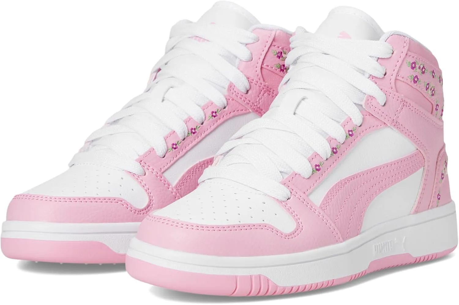 PUMA Rebound Layup Mid (Big Kid) Sneaker, White/Pink Lilac, 6 US Unisex
