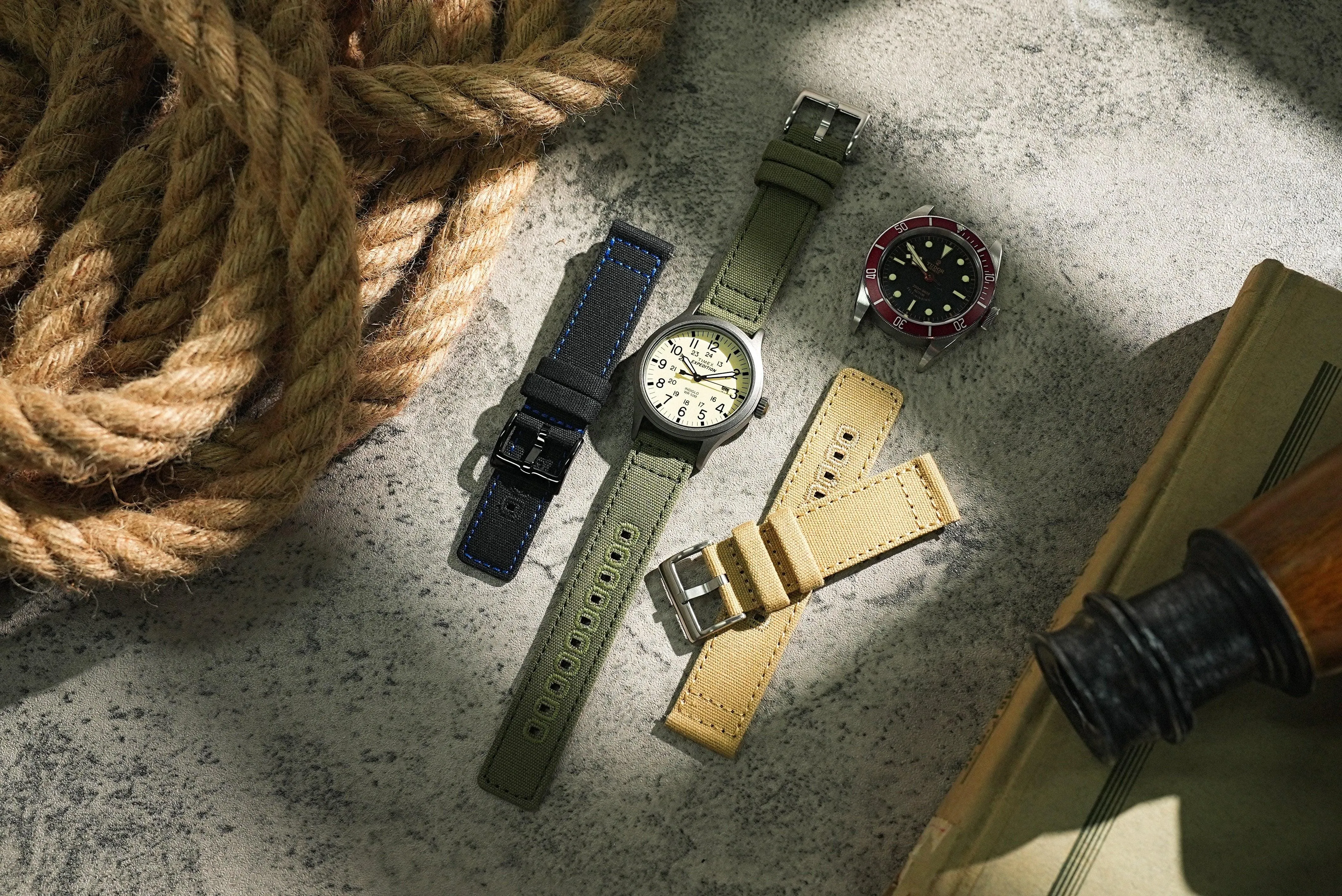 Ritche Army Green Canvas Quick Release Silver Buckle