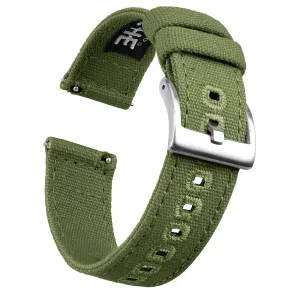 Ritche Army Green Canvas Quick Release Silver Buckle