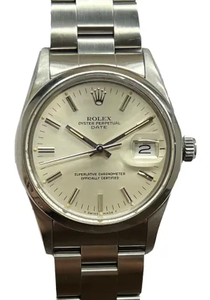 Rolex Oyster Perpetual Date 34mm 34mm 15000 Silver Dial Automatic Watch