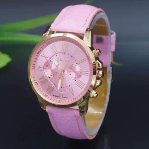 Rose Gold Classic Geneva Watch in Rosy Pink