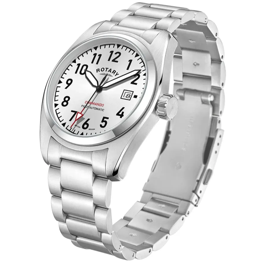 Rotary Commando Pilot Auto Men's Silver Watch GB05470/22