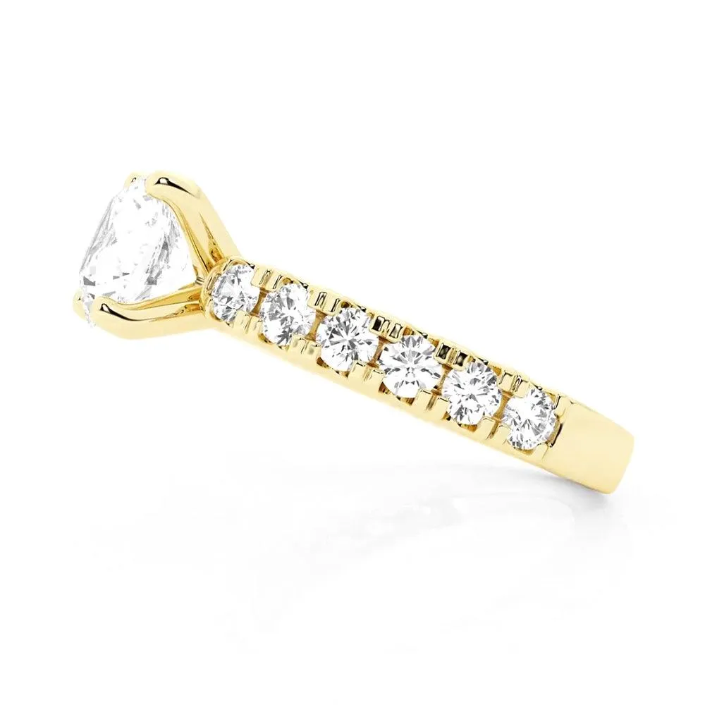 Round Moissanite Engagement Ring With Split Prong Side Accents