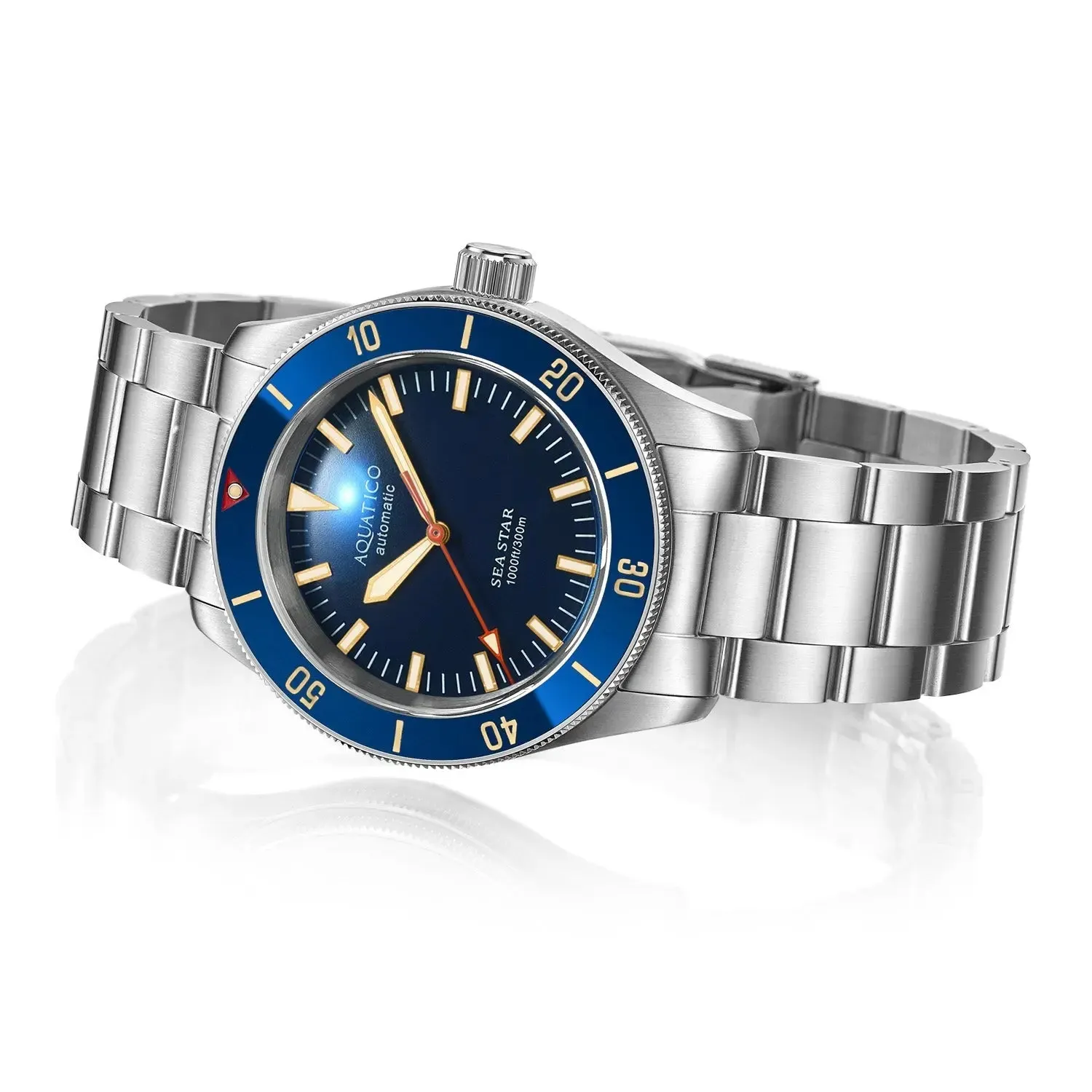 Sea star V2 blue dial ceramic bezel (Swiss SW 200-1) No Date