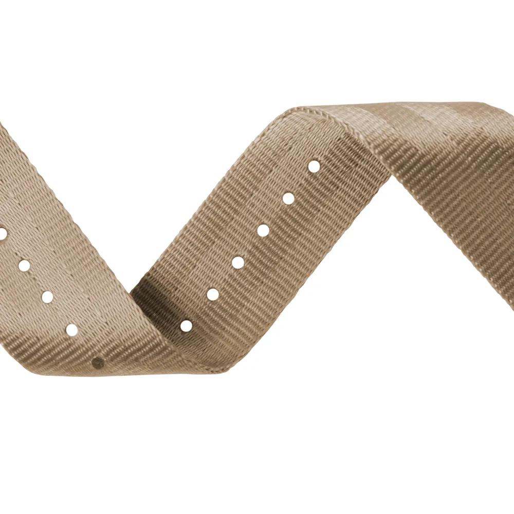 Seat Belt Nylon Military Style Watch Band - Khaki, Black Hardware