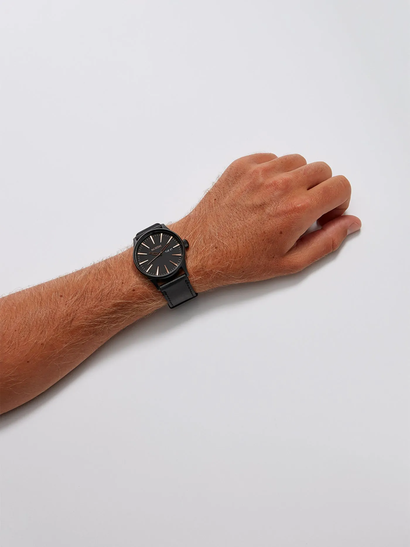 Sentry Leather Matte Black/Gold Watch
