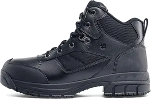 Shoes for Crews Voyager II, Men's, Women's, Unisex Steel Toe (ST) Work Boots, Slip Resistant, Water Resistant, Black, Men's 16 / Women's 17.5