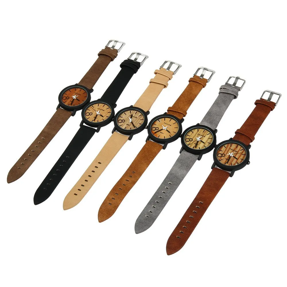 Simulation Wooden Watch Quartz Men Watches Casual Wooden Color Leather Strap Watch Wood Male Wristwatch Relogio Masculino