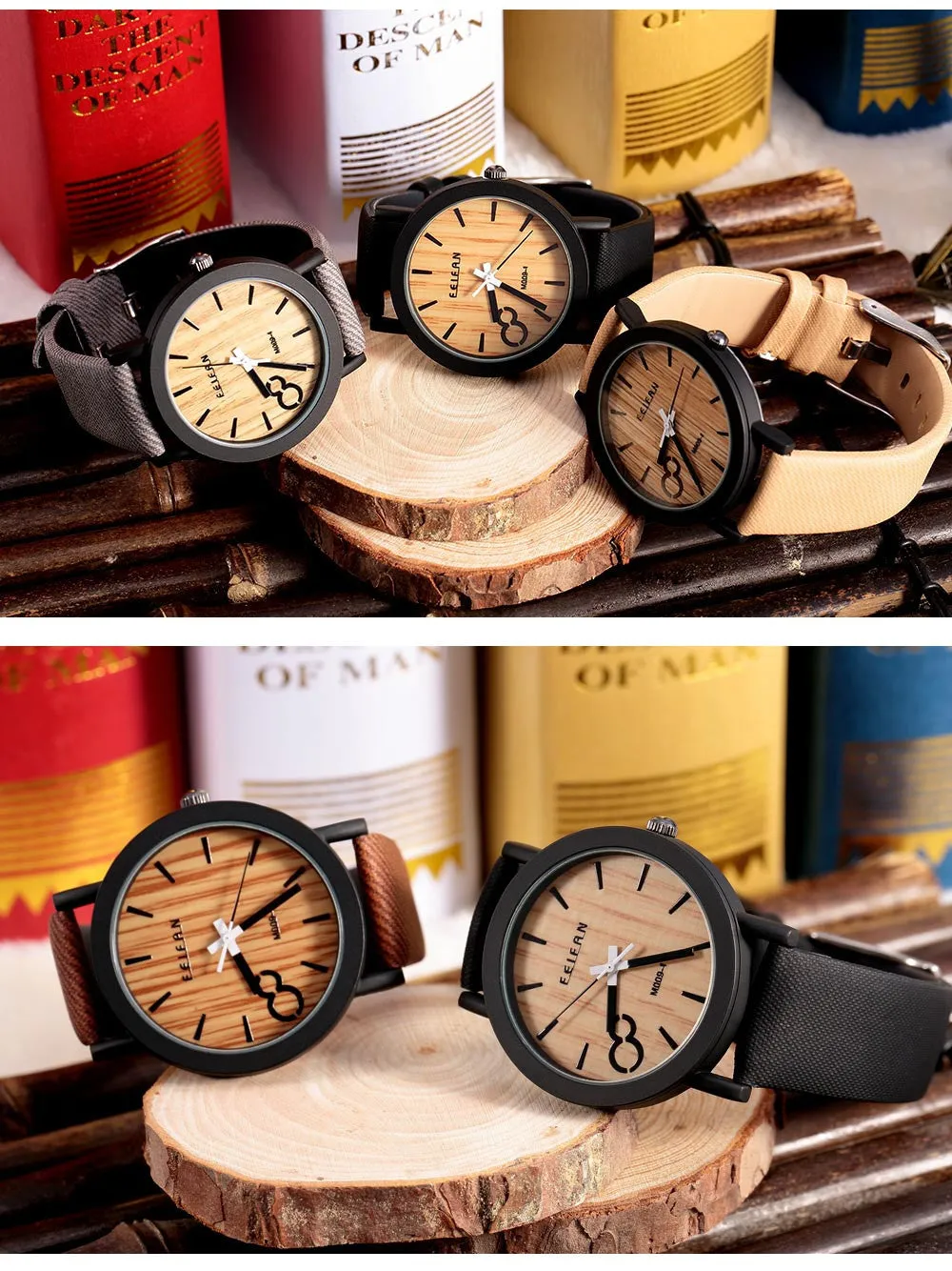 Simulation Wooden Watch Quartz Men Watches Casual Wooden Color Leather Strap Watch Wood Male Wristwatch Relogio Masculino