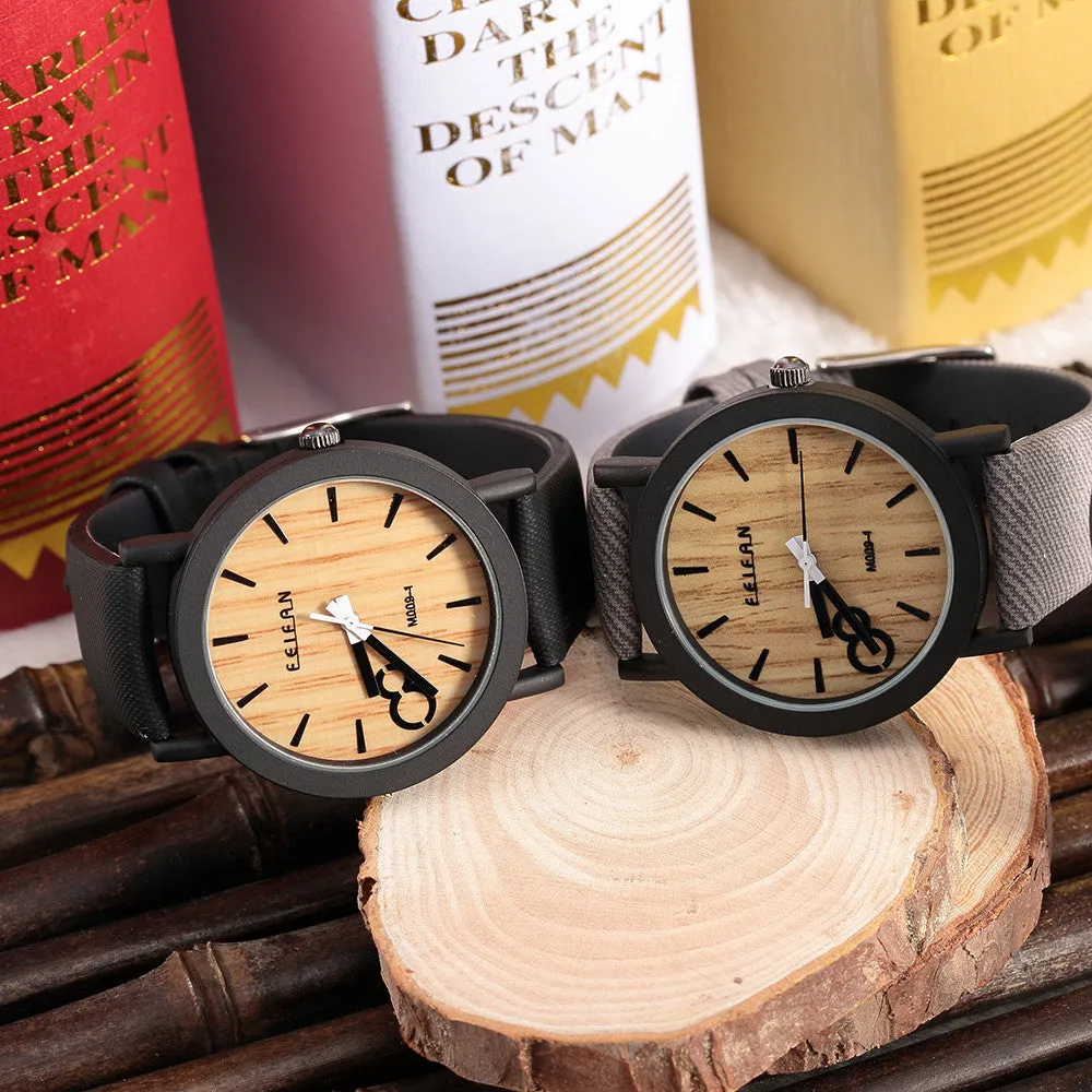 Simulation Wooden Watch Quartz Men Watches Casual Wooden Color Leather Strap Watch Wood Male Wristwatch Relogio Masculino