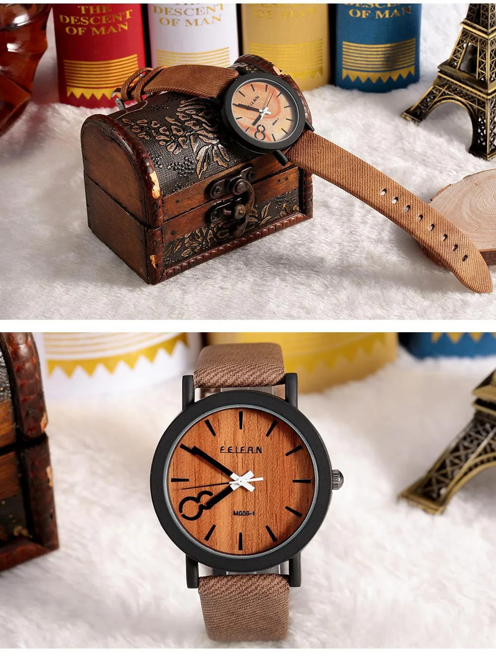 Simulation Wooden Watch Quartz Men Watches Casual Wooden Color Leather Strap Watch Wood Male Wristwatch Relogio Masculino