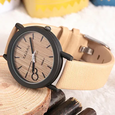 Simulation Wooden Watch Quartz Men Watches Casual Wooden Color Leather Strap Watch Wood Male Wristwatch Relogio Masculino