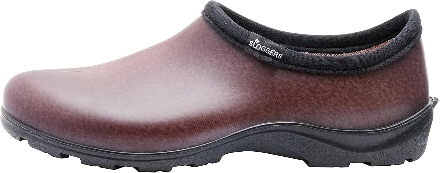 Sloggers Original Waterproof Work Shoe for Men  Outdoor Slip-On Rain and Durable Garden Footwear Made in The USA with Premium Comfort Support Insole, Leather Print Brown - Size 11