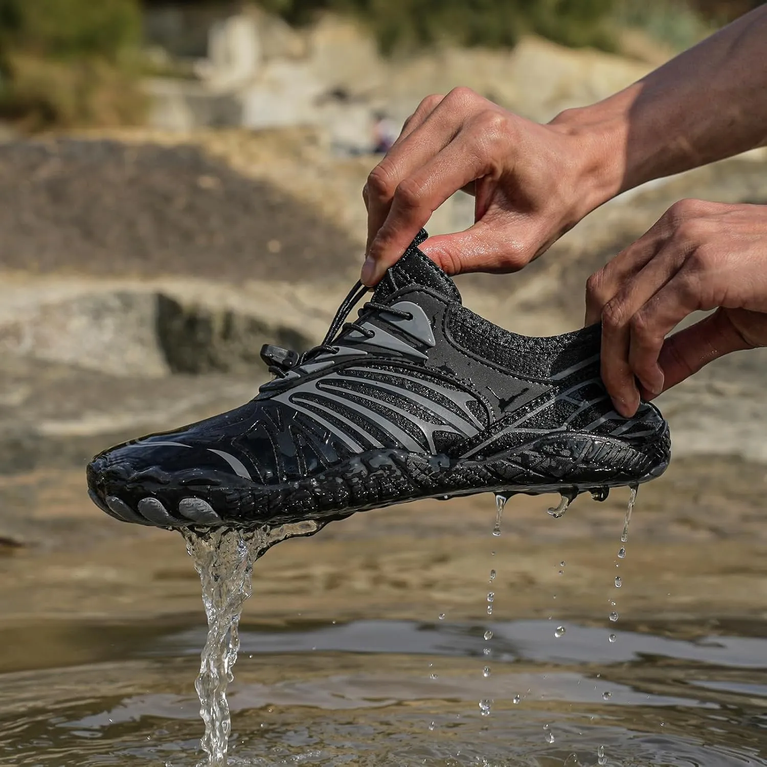 Smoneyful Hike Barefoot Shoes for Women and Men, Waterproof Trail Running Healthy and Non-Slip, Wide Toe Box, Unisex Outdoor Hiking Footwear