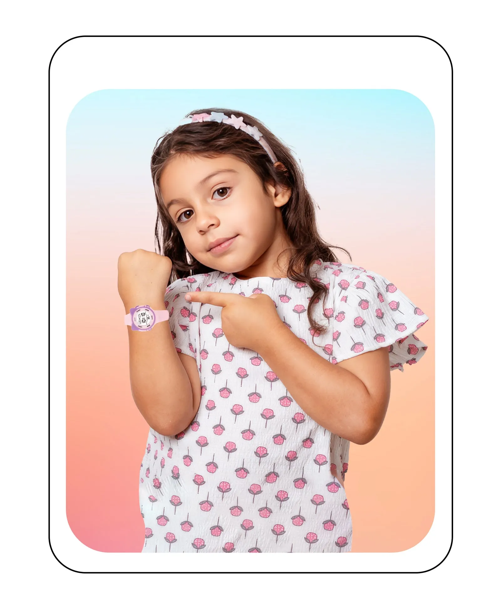 Spiky Round Cat Shaped Sports Digital Watch - Pink