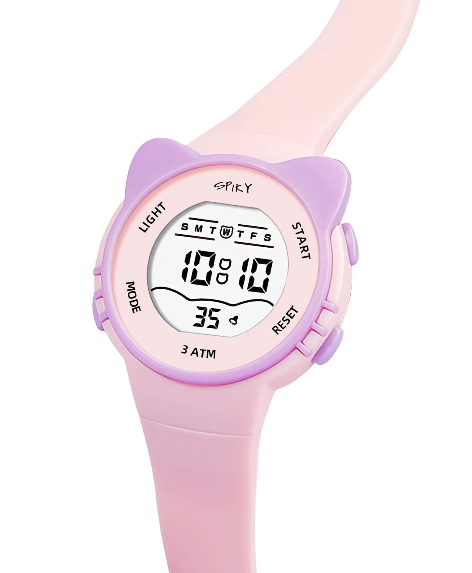 Spiky Round Cat Shaped Sports Digital Watch - Pink