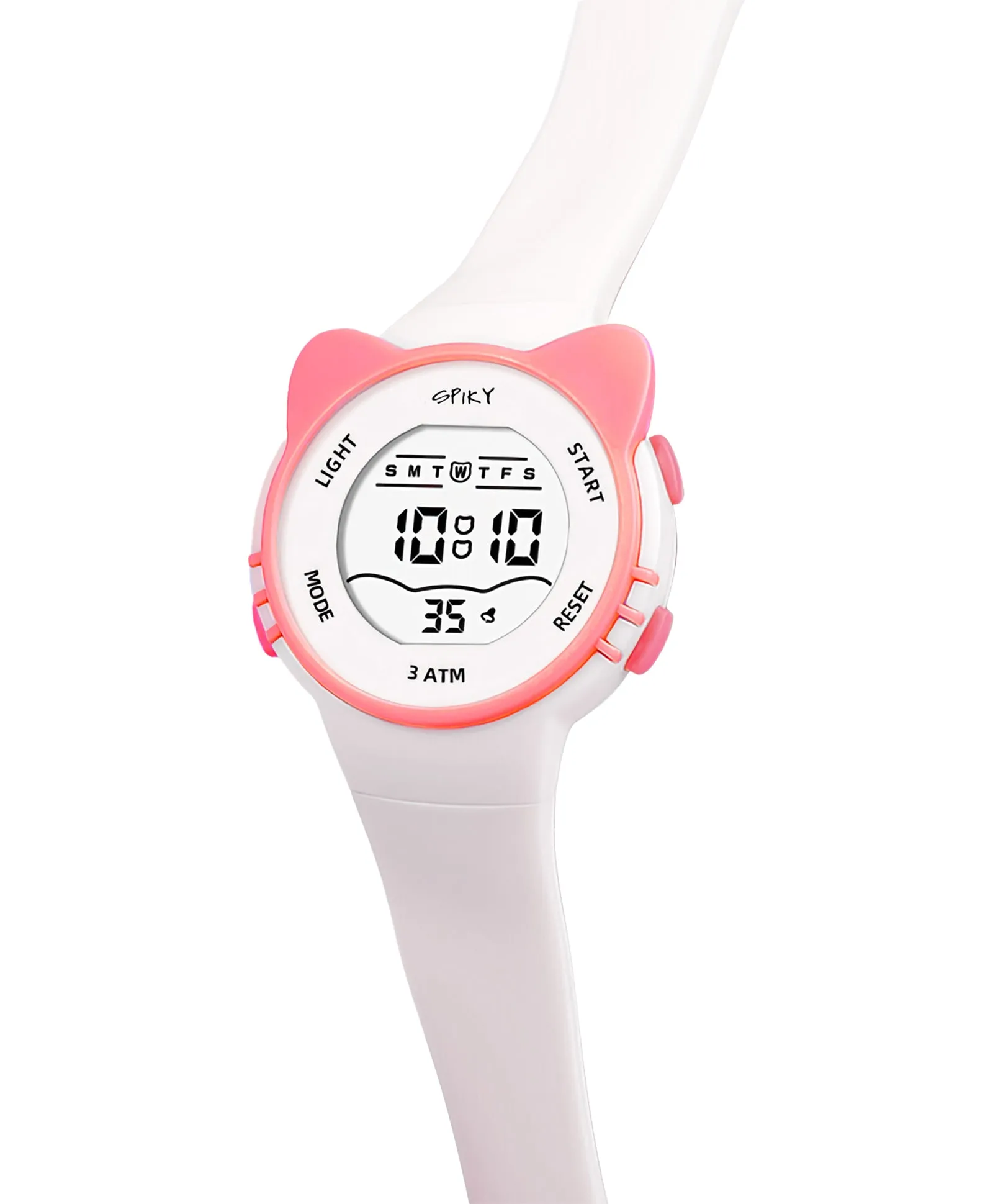 Spiky Round Cat Shaped Sports Digital Watch - Pink