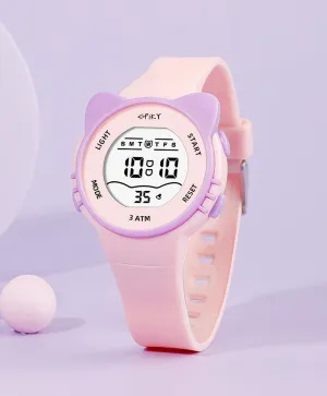 Spiky Round Cat Shaped Sports Digital Watch - Pink