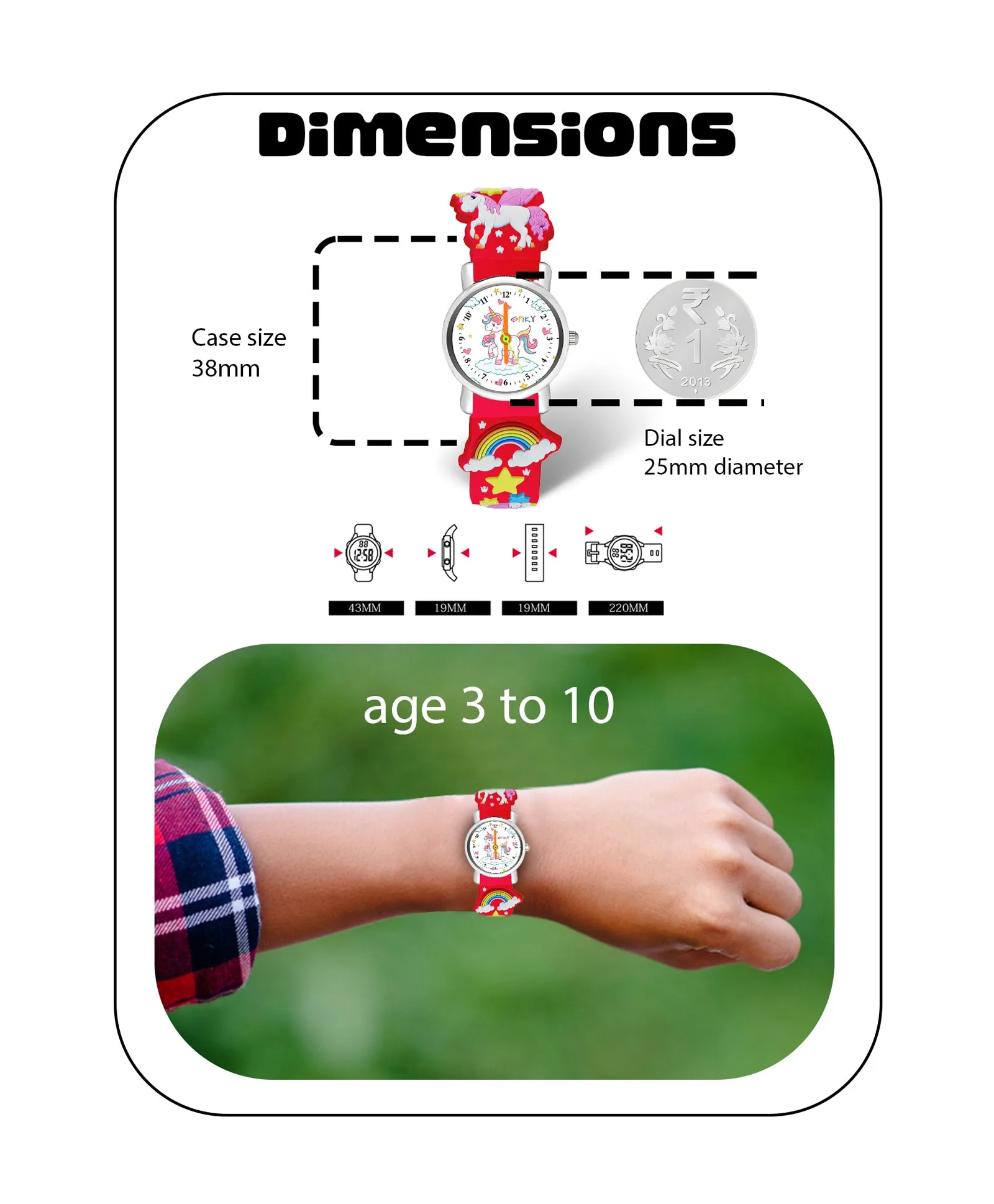 Spiky Round Unicorn Strap Analog Watch - Pink
