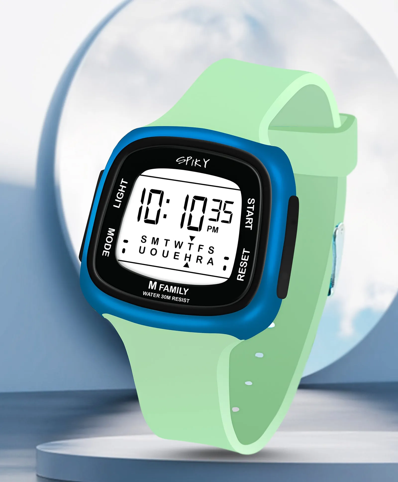 Spiky Unique Square Digital Watch for Kids - Blue