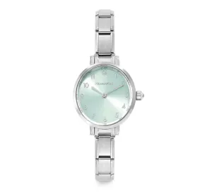 Stainless Steel Oval Sunray Turquoise Dial Watch