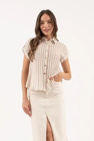 Stripe Button Down With Gold Accents