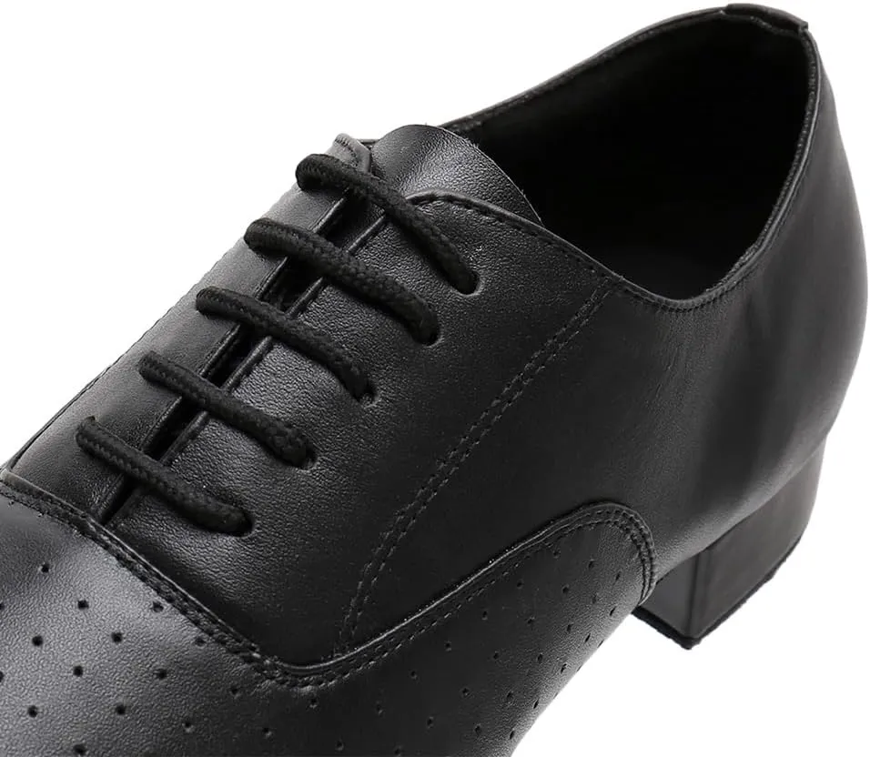 SWDZM Mens Leather Ballroom Latin Dance Shoes Modern Salsa Tango Dancing Shoes Suede Sole