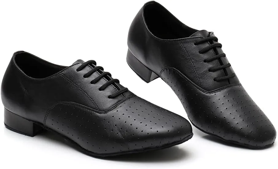 SWDZM Mens Leather Ballroom Latin Dance Shoes Modern Salsa Tango Dancing Shoes Suede Sole