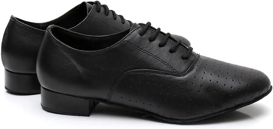 SWDZM Mens Leather Ballroom Latin Dance Shoes Modern Salsa Tango Dancing Shoes Suede Sole