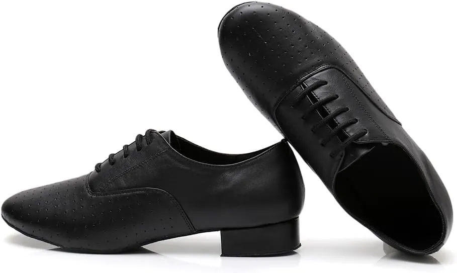 SWDZM Mens Leather Ballroom Latin Dance Shoes Modern Salsa Tango Dancing Shoes Suede Sole