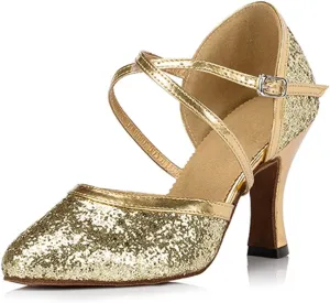 TDA Women's Closed Toe Sequins Synthetic Salsa Tango Ballroom Latin Modern Dance Wedding Shoes