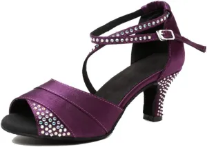 TDA Women's High Heel Crystals Satin Salsa Tango Ballroom Latin Modern Dance Shoes