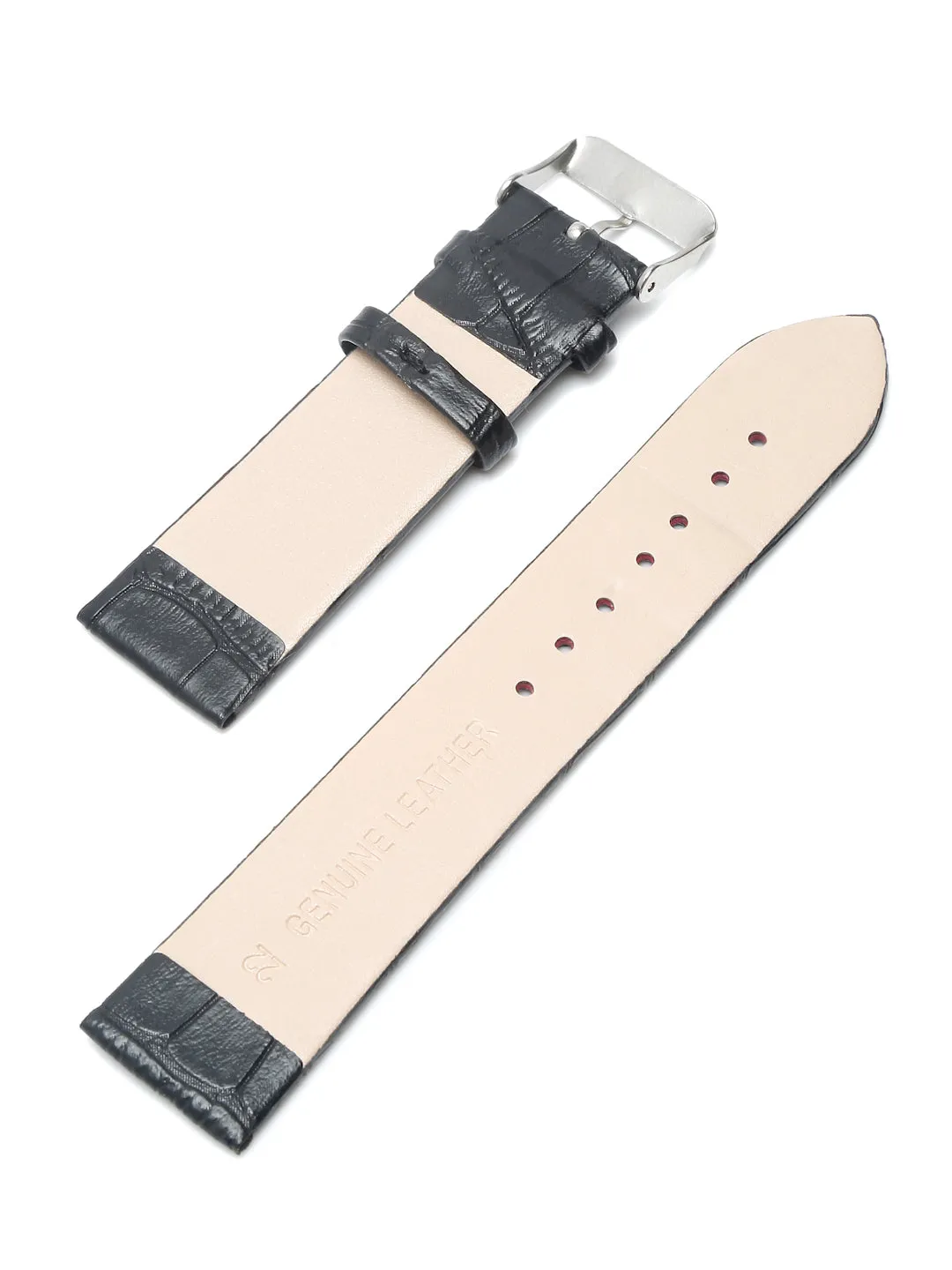 Teakwood black croco texture leather 22 MM watch strap