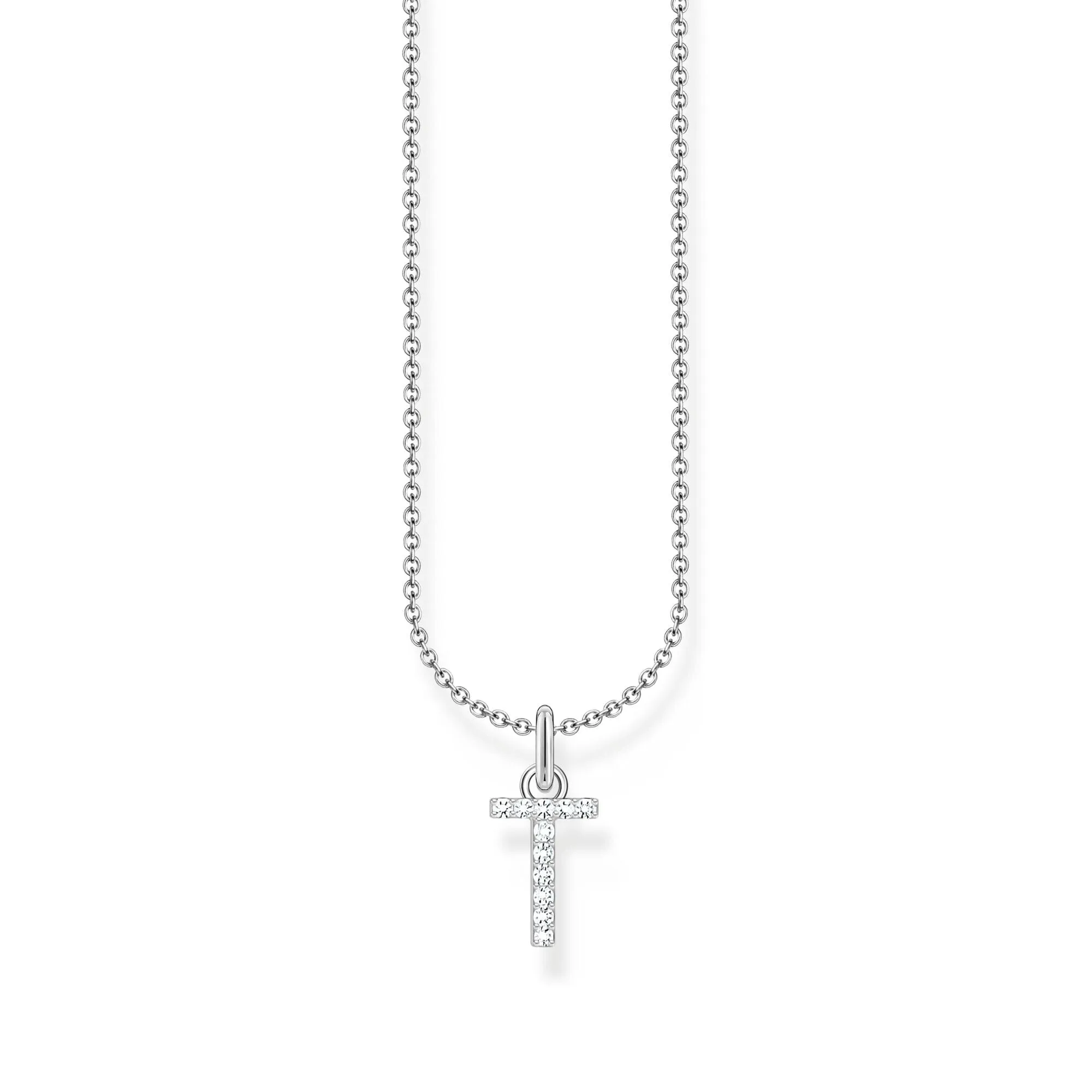 THOMAS SABO Necklace with letter pendant T and white zirconia - silver