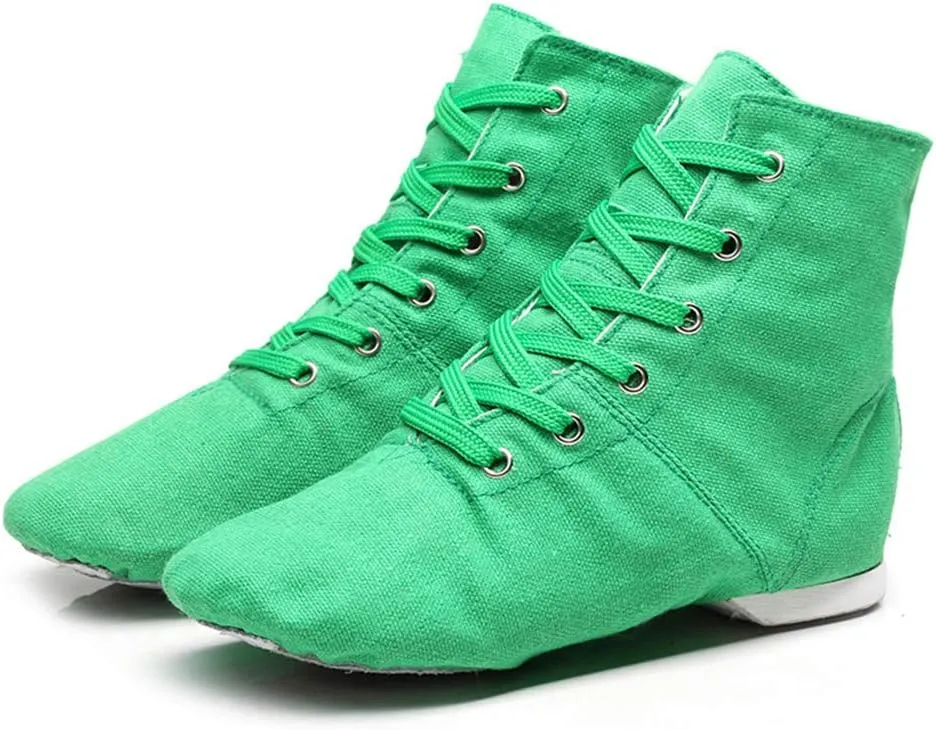 TINRYMX Canvas Lace Up Jazz Boots Ballroom Modern Dance Shoes Over The Ankle for Women