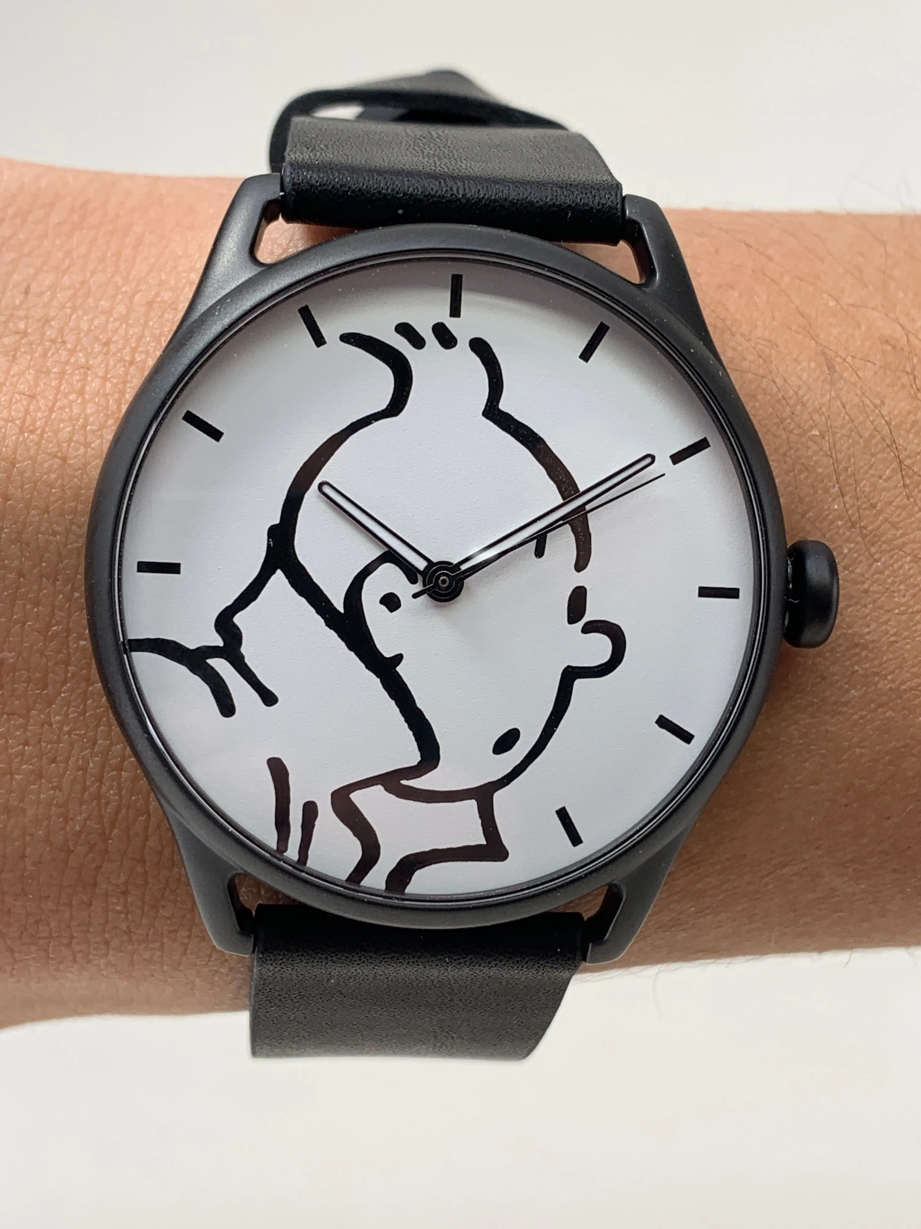 Tintin Watch, Characters Classic, Black and White, Large. Ref: 015327