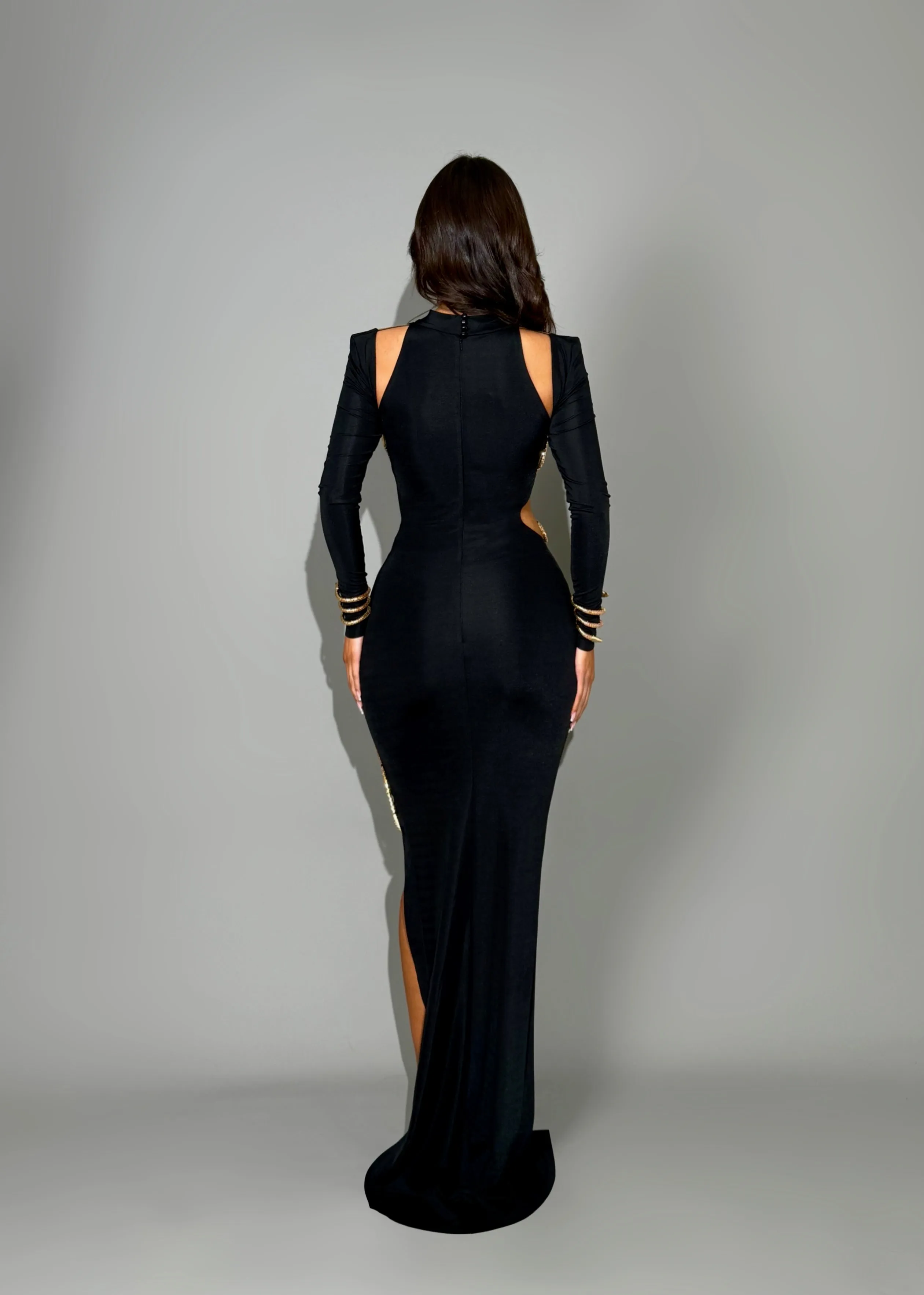 Tiye - Cut-Out Slit Dress with Gold Accents