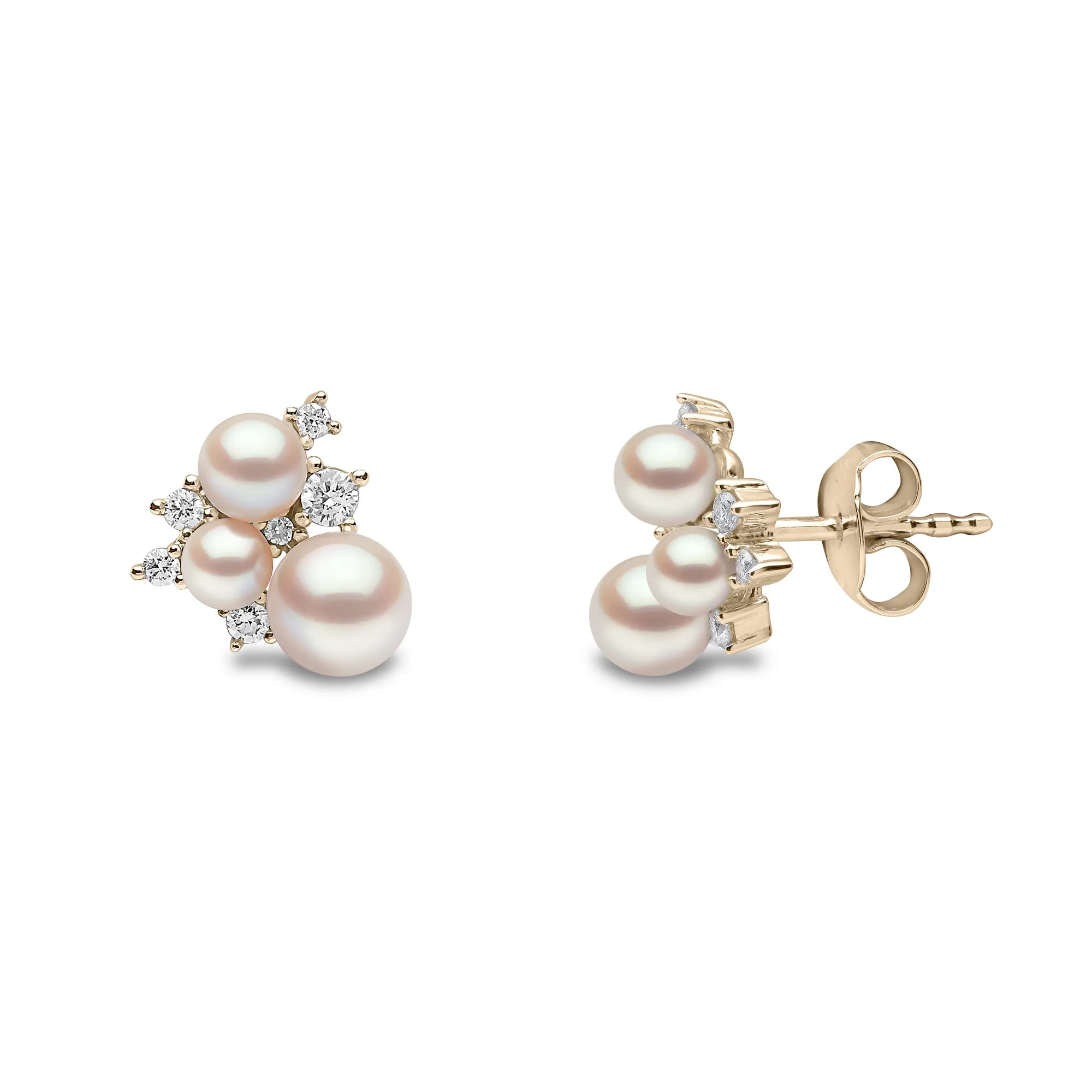 Trend 18ct Gold Freshwater Pearl and Diamond Stud Earrings
