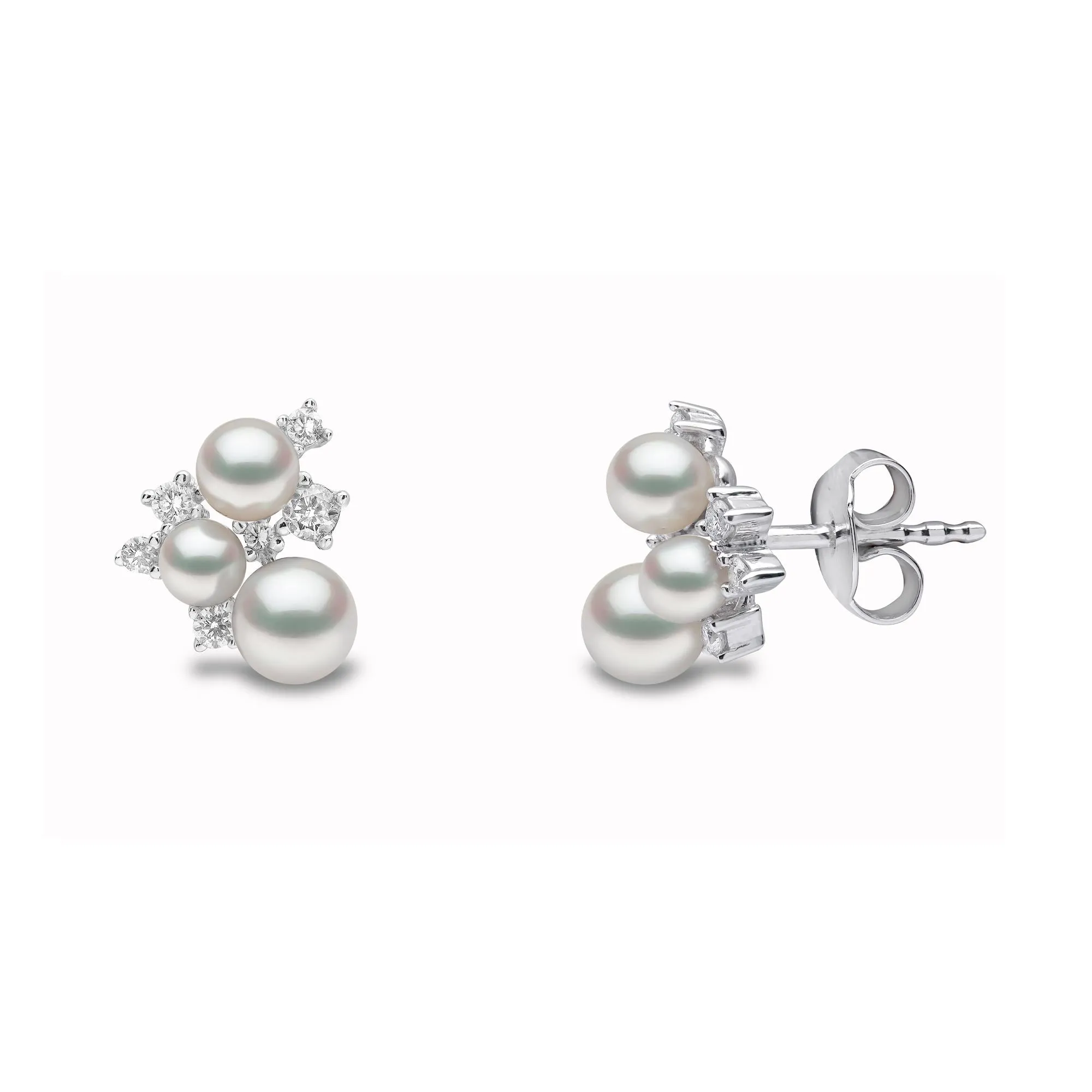 Trend 18ct Gold Freshwater Pearl and Diamond Stud Earrings