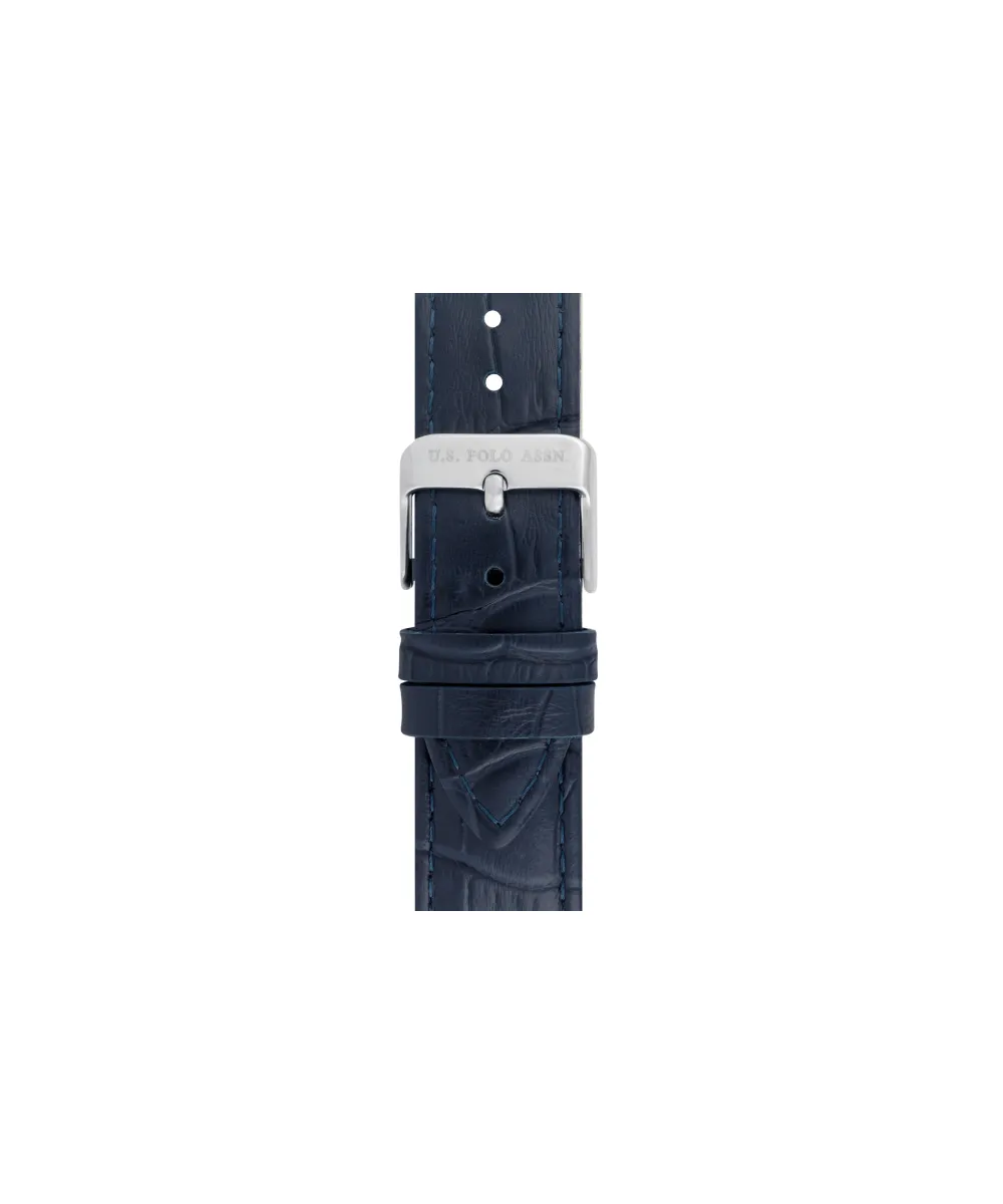 US POLO MEN JEREMY DARK BLUE CROCO LEATHER STRAP