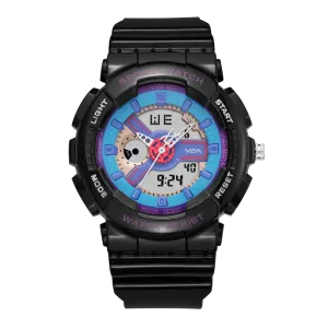 V2A Analog Digital 5ATM Waterproof Fashion Black Blue Sports Watch for Women and Girls